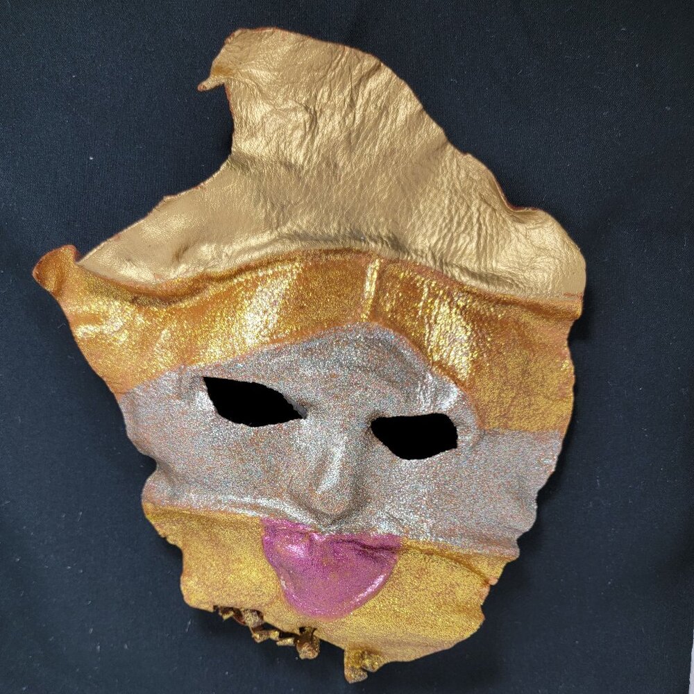 Unique Vintage Sculpted Leather Masquerade Mardi Gras Mask